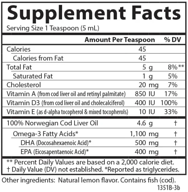 Cod Liver Oil Lemon 250 ml - Image 2