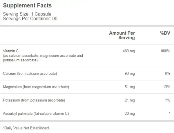 Buffered Ascorbic Acid 90 Caps - Image 2