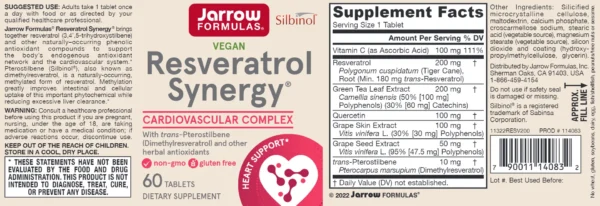 Resveratrol Synergy 200 mg 60 tabs - Image 2