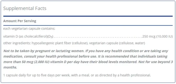Vitamin D3 10,000 IU 120 Caps - Image 2