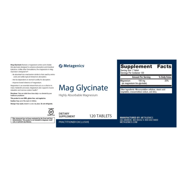 Magnesium (Glycinate) 100 mg 120 Tabs - Image 2